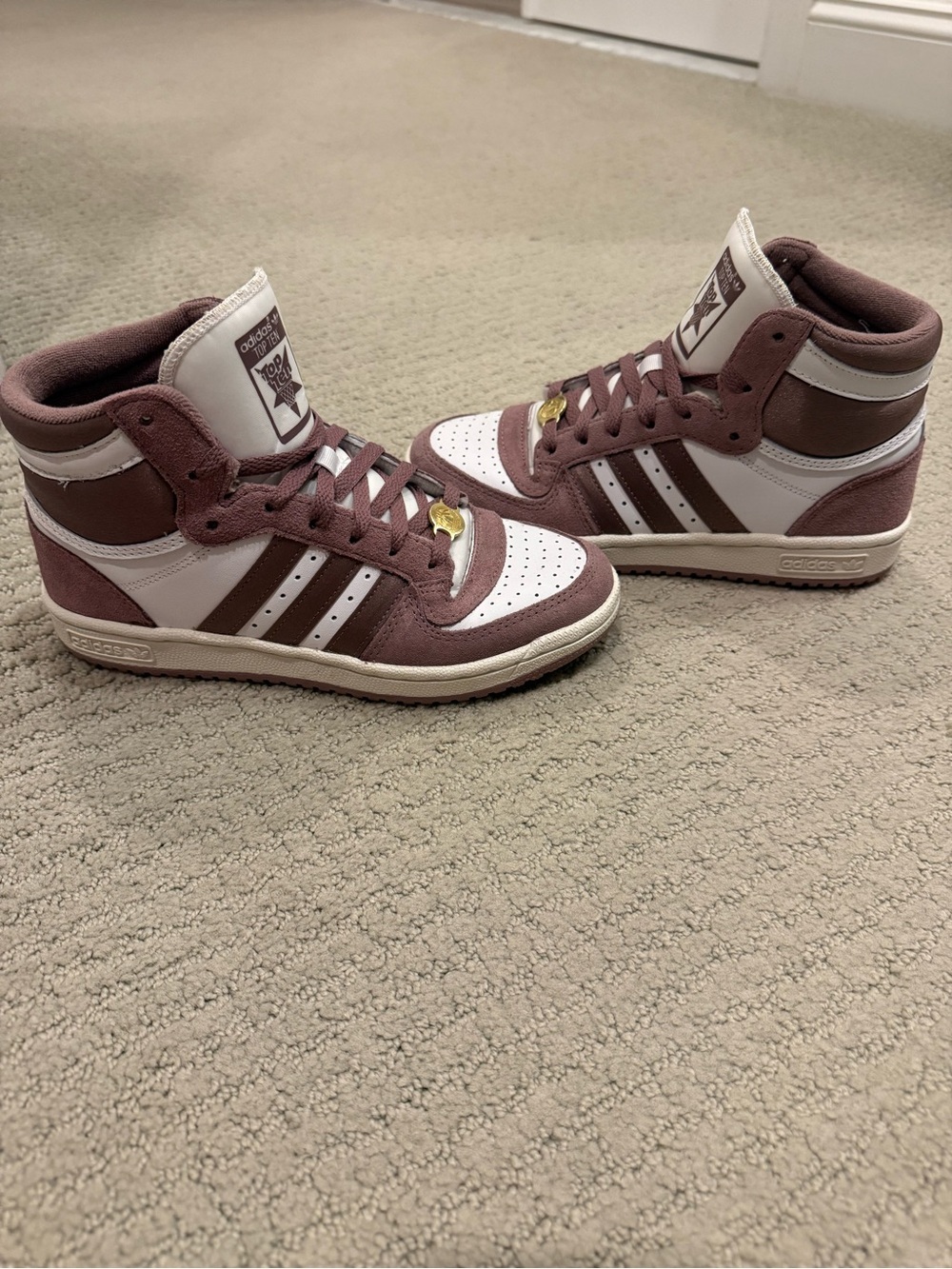 adidas WMN size 6.5 High-Top Sneakers in Mauve and White - worn once/like new